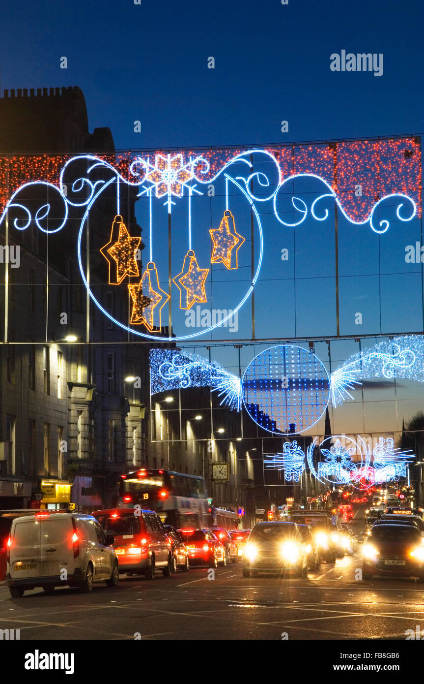 Christmas lights in Union Street, Aberdeen, Scotland Stock Photo Alamy