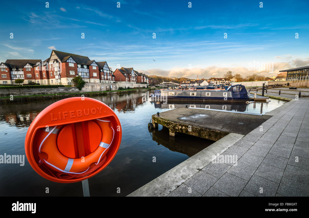 Newly developed marina along the river Weaver in Northwich with new