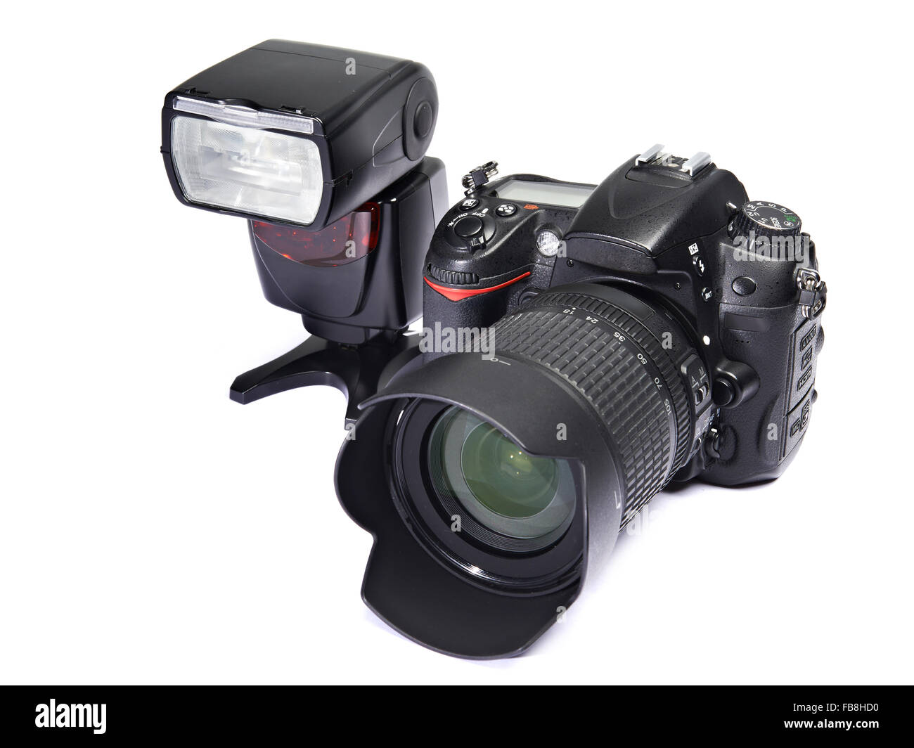 A set of photographs. DSLR camera, lens and flash Stock Photo