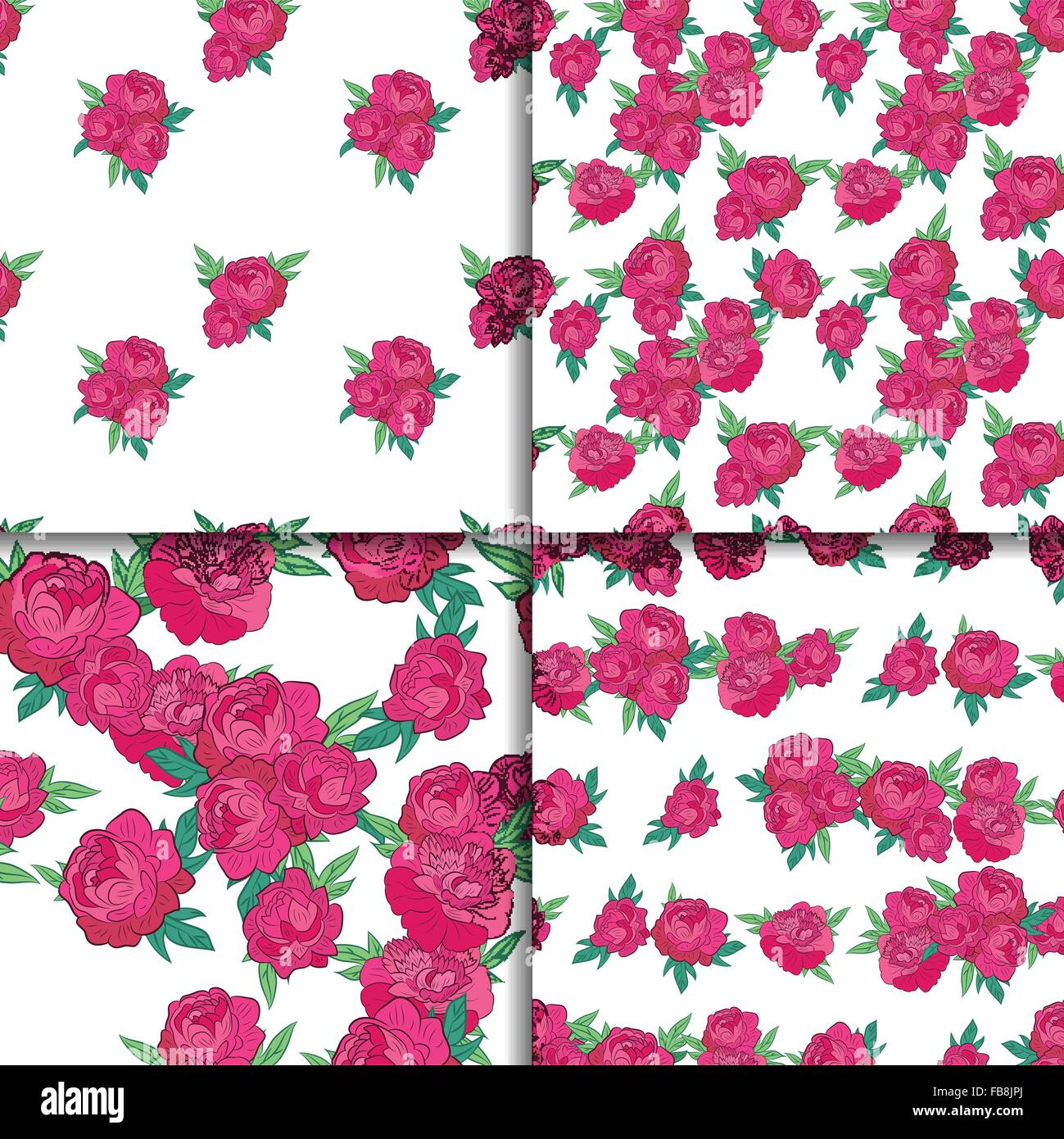 Seamless pattern set with pink peonies Stock Vector Image & Art - Alamy