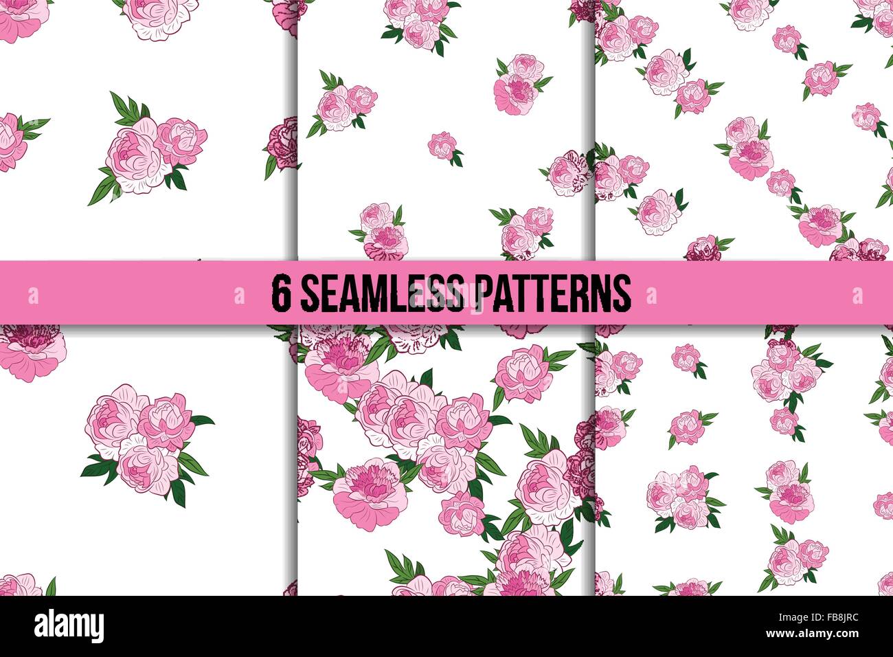 Seamless pattern set with pink peonies Stock Vector Image & Art - Alamy