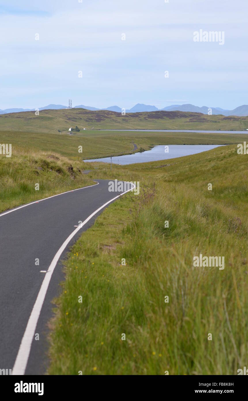 Road leading towards Loch Thom in Clyde Muirshiel Regional Park, Scotland Stock Photo