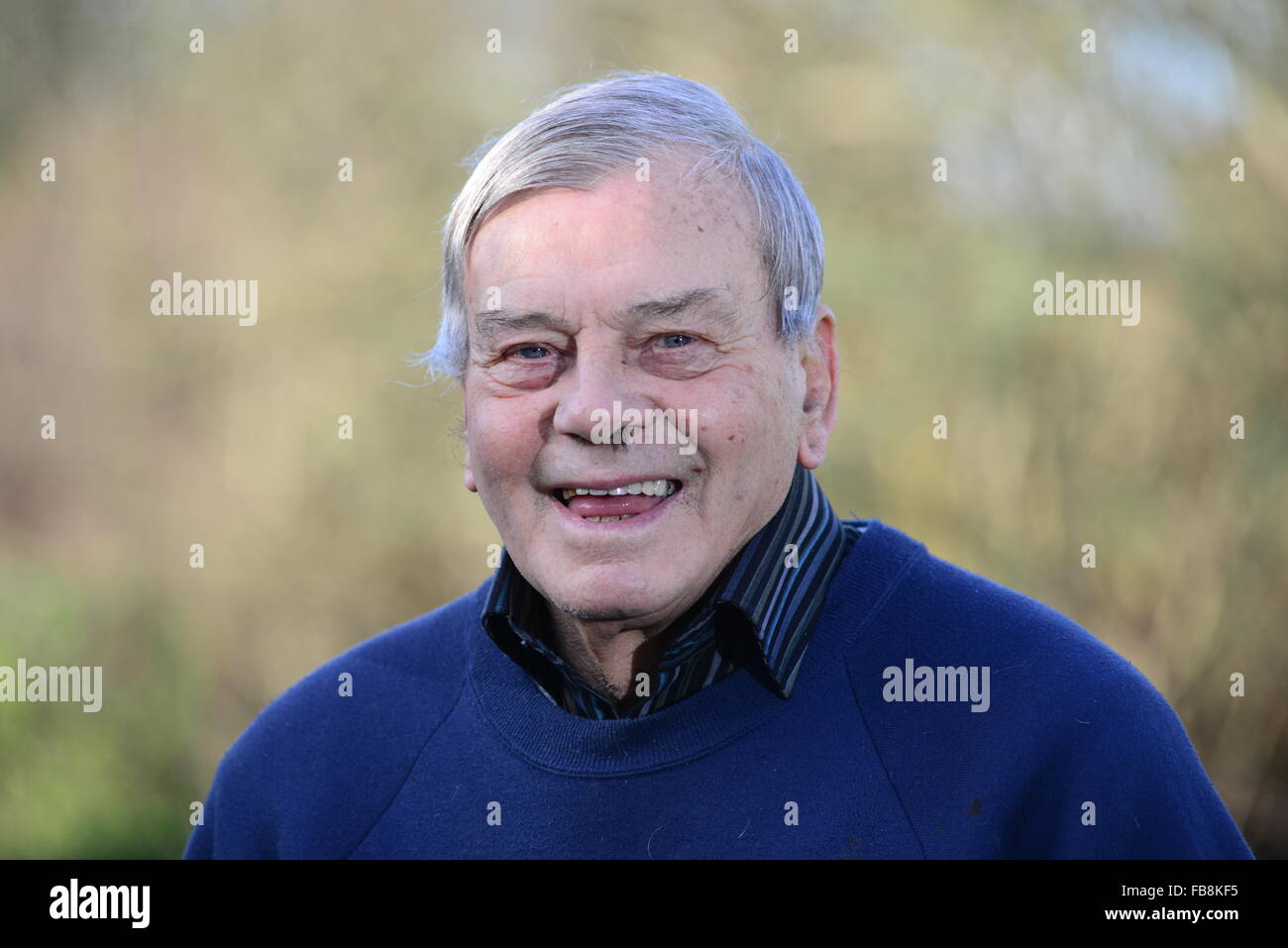 Retired cricket umpire Harold 'Dickie' Bird at his home in Barnsley, South Yorkshire. Stock Photo
