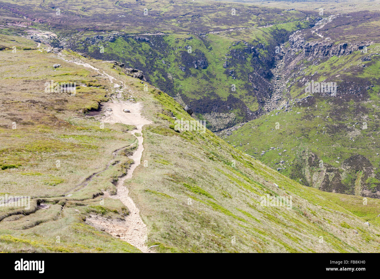 The head of Grindsbrook Clough on the southern edges of Kinder Scout, Derbyshire, Peak District National Park, England, UK Stock Photo