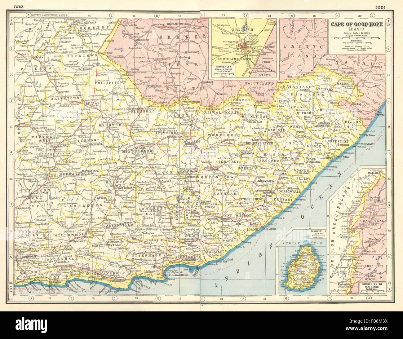 Map Of South Africa Eastern Cape Hi Res Stock Photography And Images Eastern Cape Inset Kimberley Diamond Fields Mauritius South Africa FB8M3X