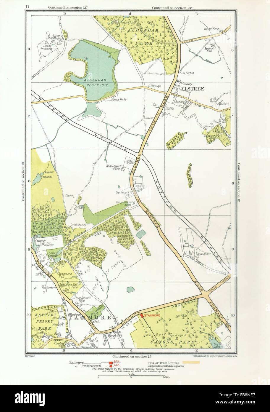 HERTS. Elstree, Stanmore, Edgware, Aldenham Park, Canons Park, 1933 old