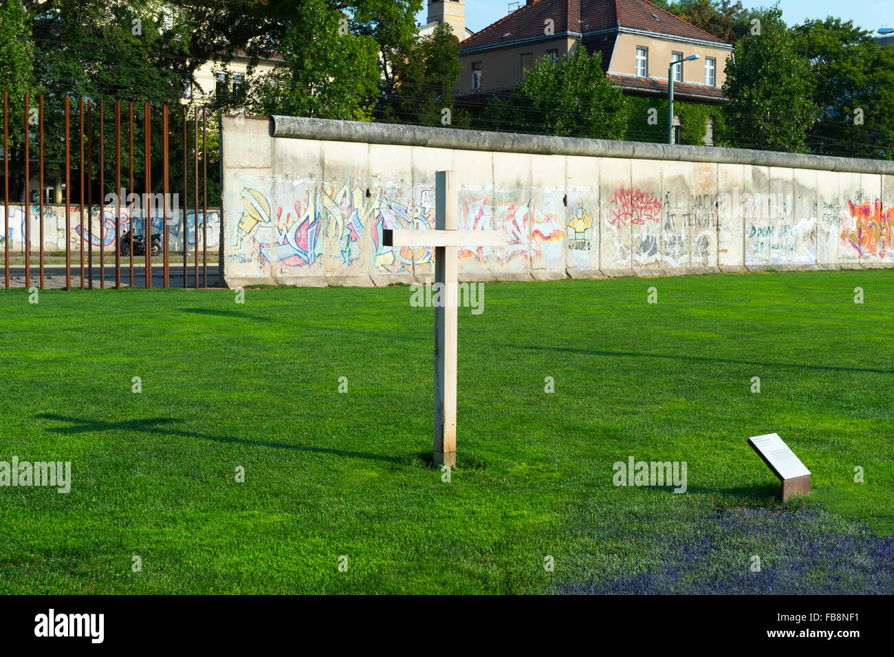 Wall Memorial, Cross to the victims of the Wall, Bernauer Strasse, Berlin, Brandenburg, Germany Stock Photo