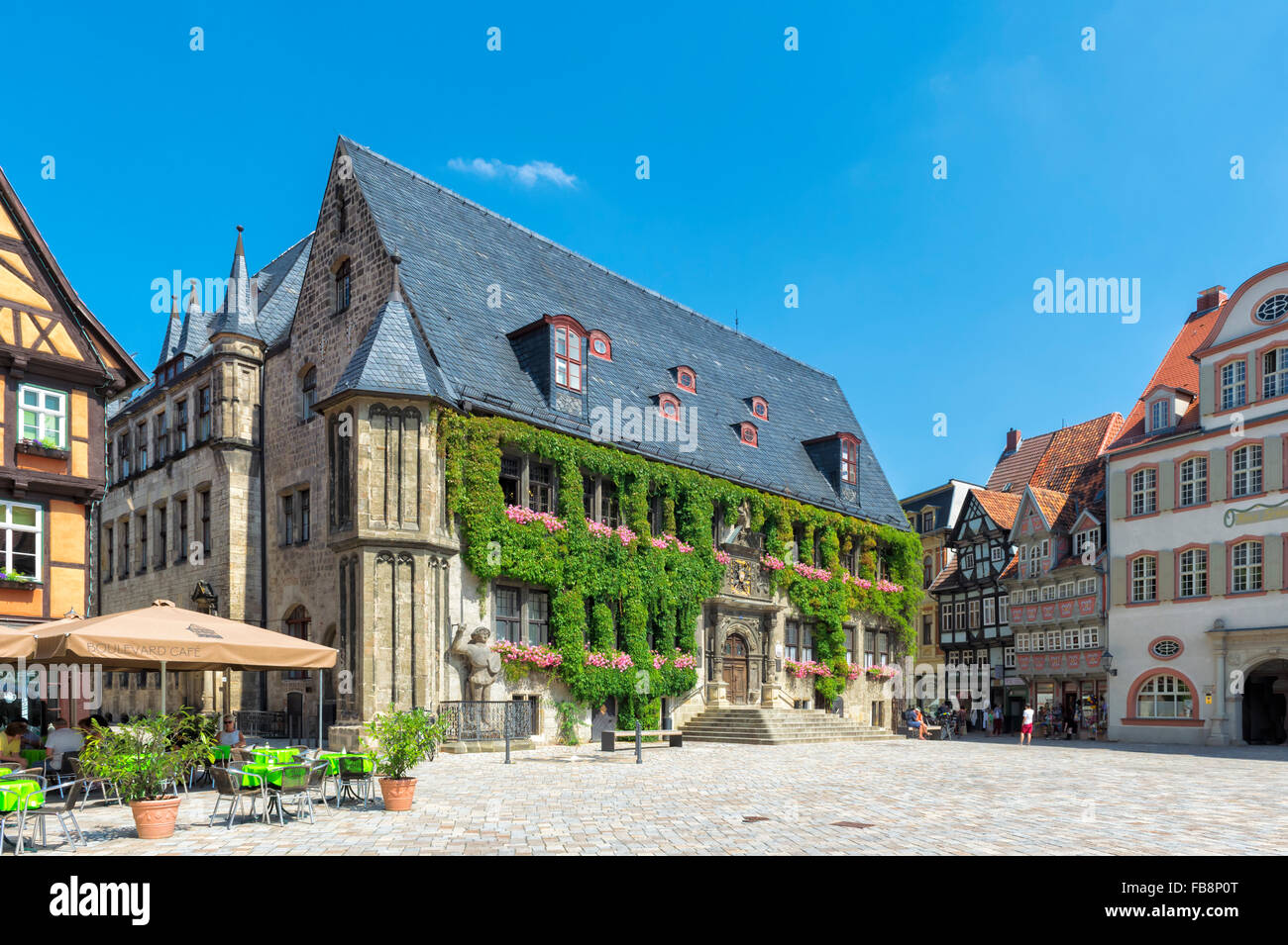 City Hall, Quedlinburg, Harz, Saxony-Anhalt, Germany, Unesco World Heritage Site Stock Photo