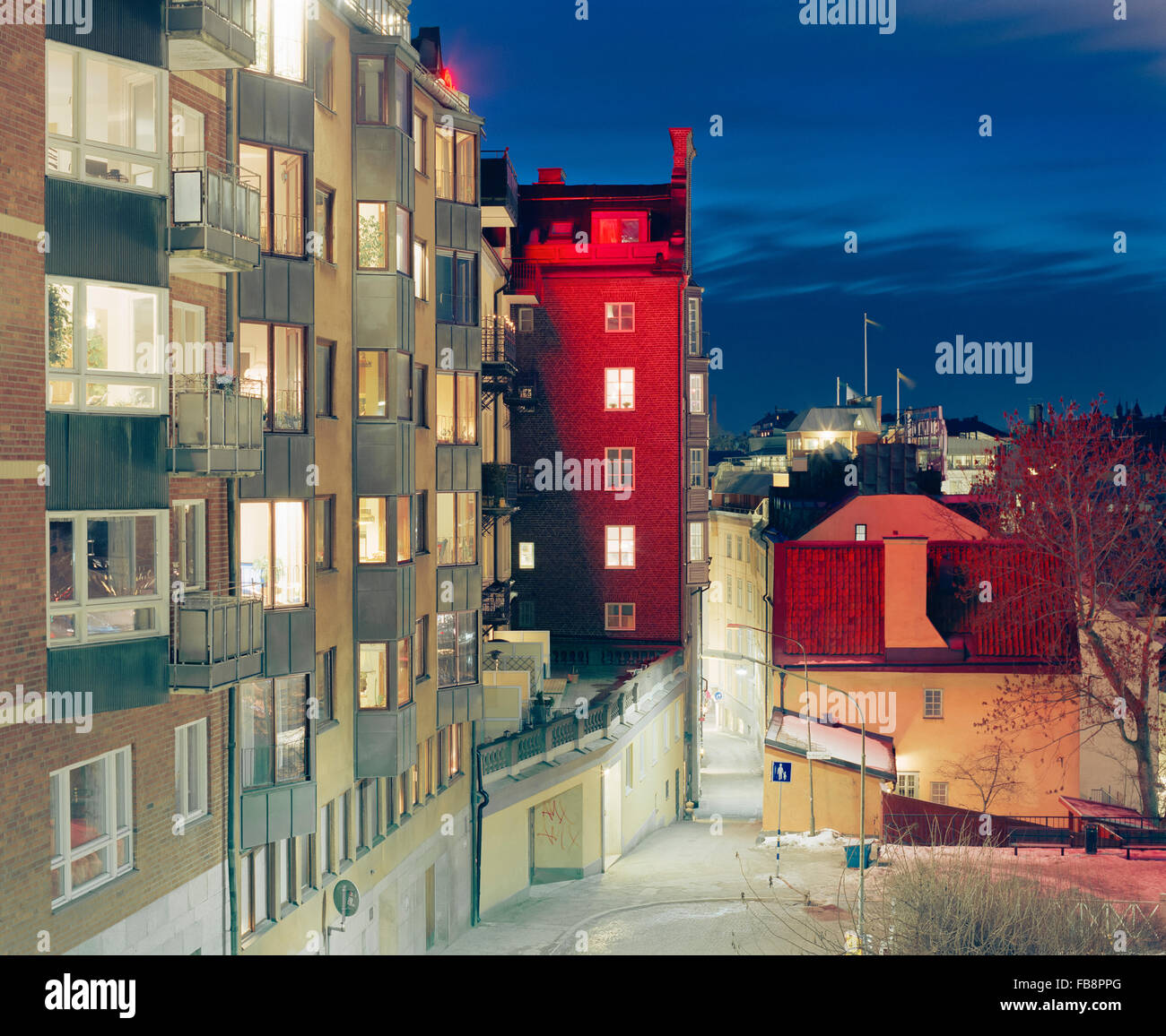Sweden, Stockholm, Sodermalm, Slussen, Apartment buildings Stock Photo