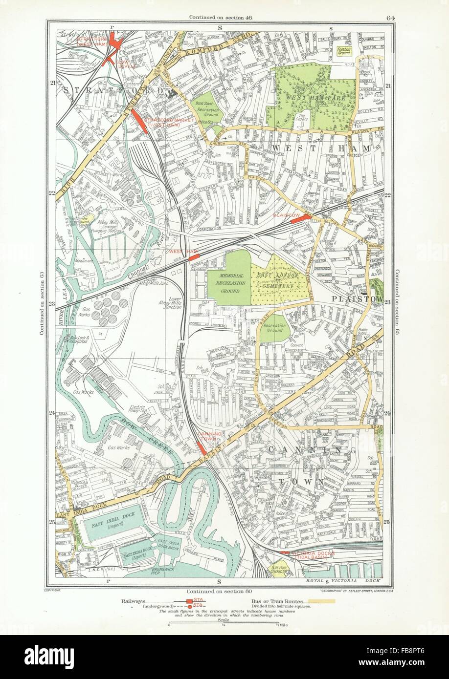 Canning Town London Map London. Canning Town,Stratford,West Ham,Plaistow,Blackwall,Poplar, 1933 Map  Stock Photo - Alamy