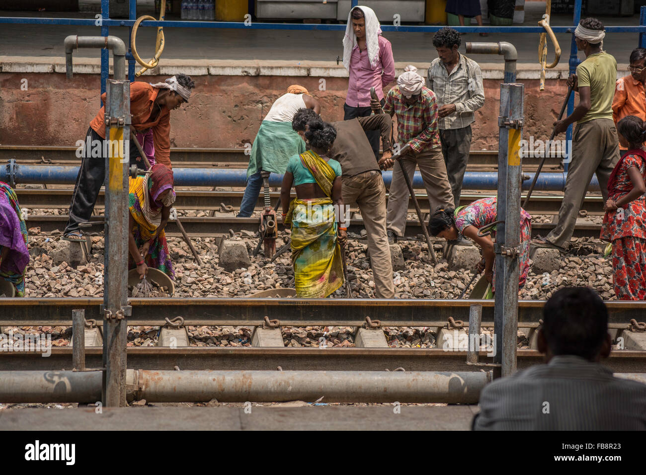 Railroad Workers. Indian Railways, India. Stock Photo