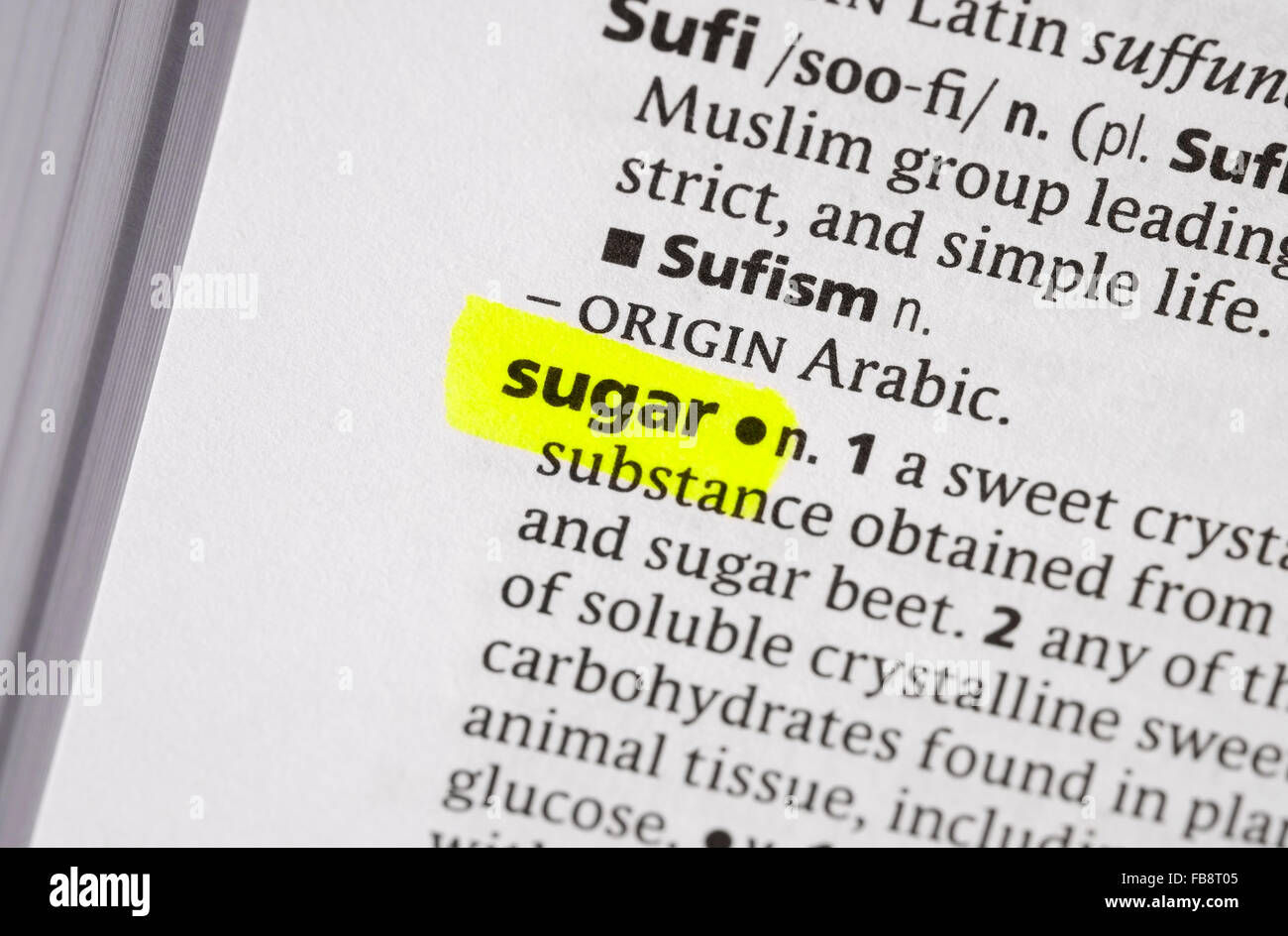 dictionary definition of the word sugar Stock Photo Alamy