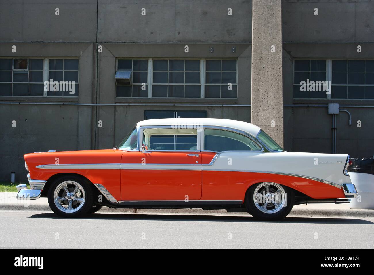 Side view of a 1956 two-tone Chevrolet Bel Air Stock Photo