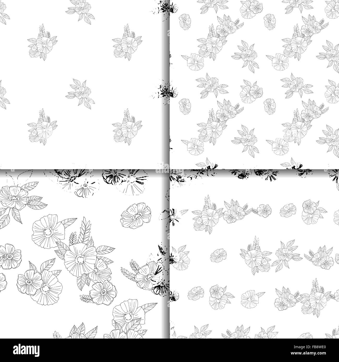 set of four black and white floral patterns Stock Vector Image & Art