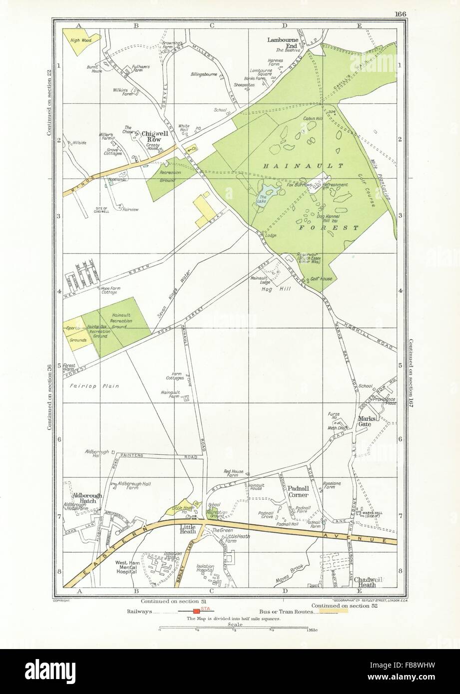 ILFORD. Hainault,Aldborough Hatch,Chigwell Row,Little Heath (Essex), 1933 map Stock Photo Alamy