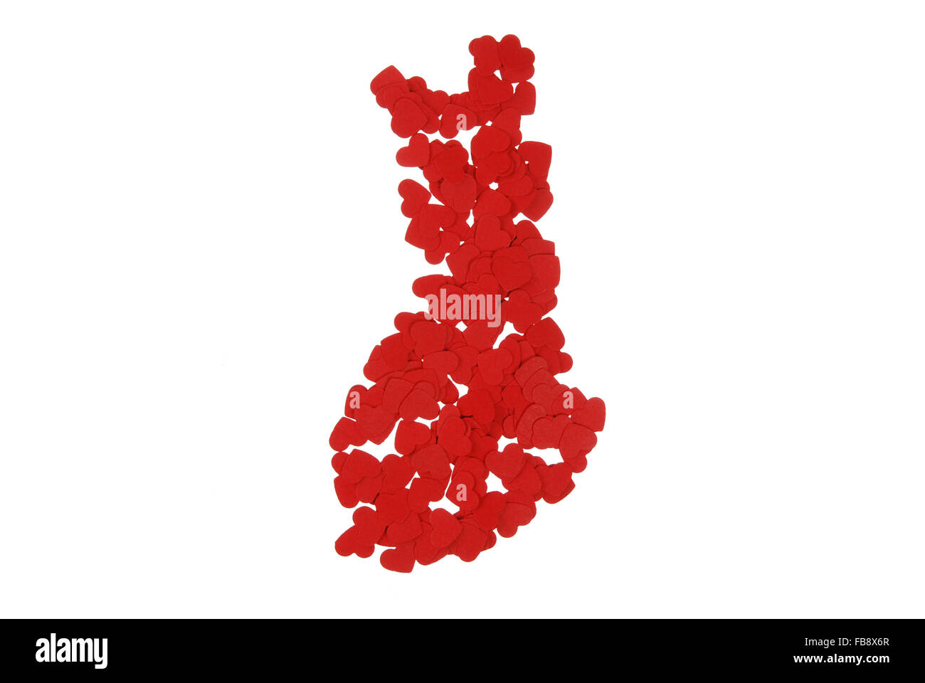 contour of the Finland built of small red hearts on a white background Stock Photo