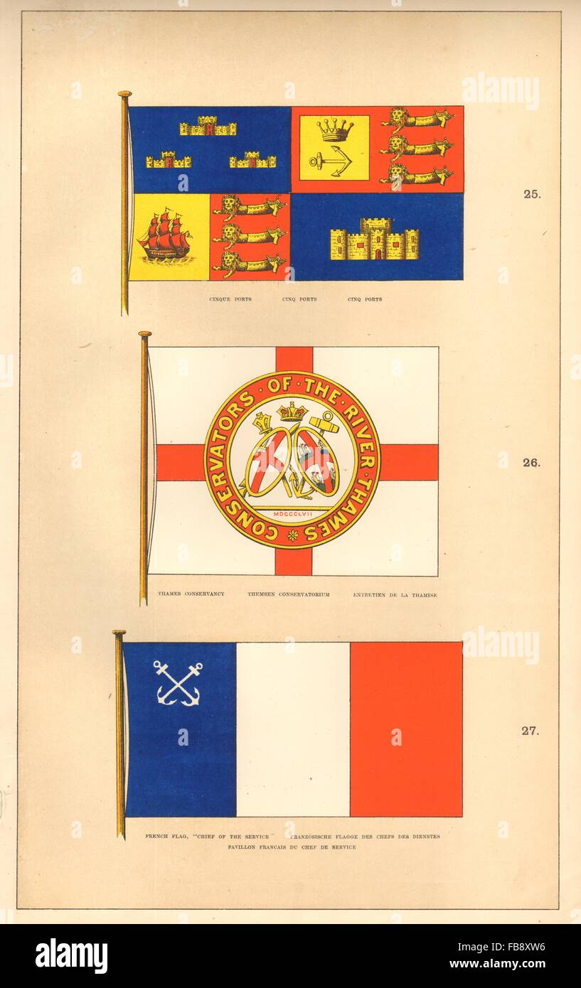 MARITIME FLAGS. Cinque Ports; Thames Conservancy; Francais Chef de
