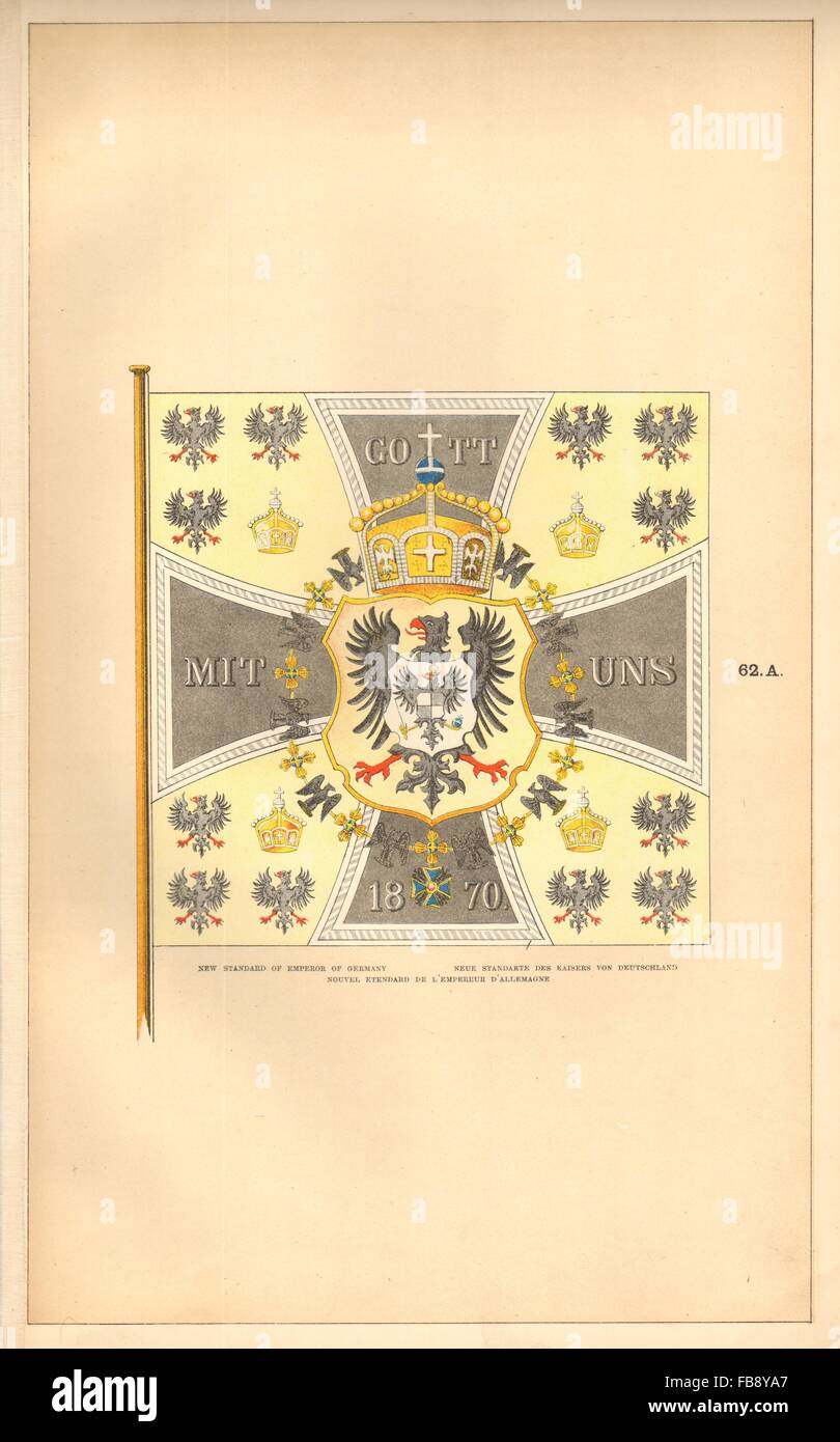 GERMANY IMPERIAL FLAG. Emperor's standard. Standarte Kaiser Deutschland, 1873 Stock Photo