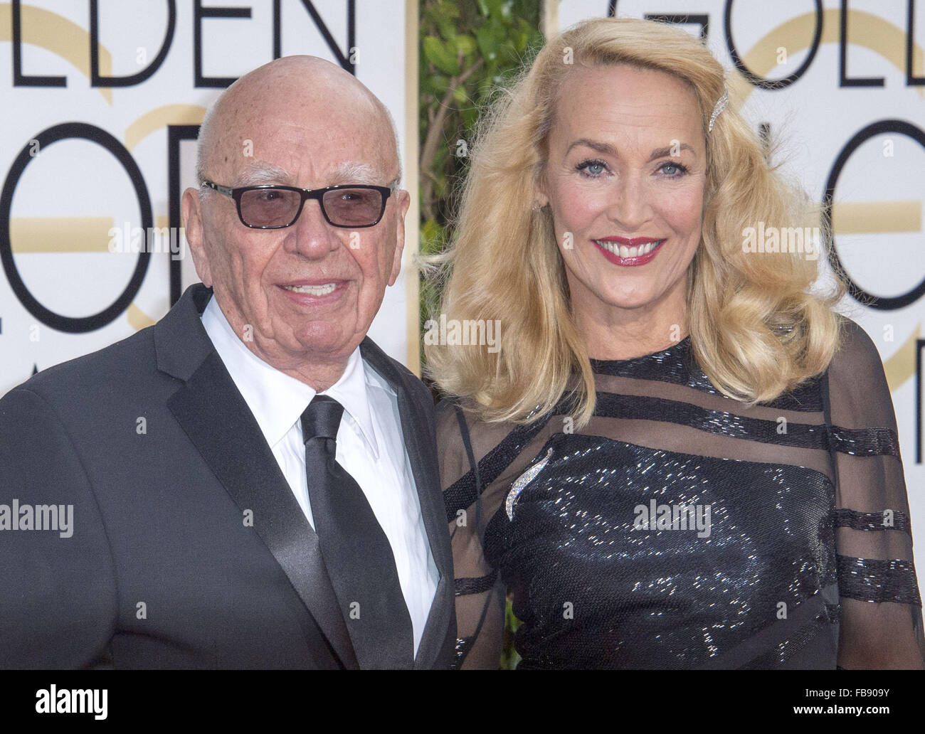 Beverly Hills, California, USA. 12th Jan, 2016. FILE PHOTO DATED: Jan 10, 2016 - RUPERT MURDOCH and JERRY HALL on the red carpet during arrivals for the 73rd Golden Globe Awards, held at The Beverly Hilton hotel. Murdoch and Hall announced their engagement. Credit:  David Bro/ZUMA Wire/Alamy Live News Stock Photo