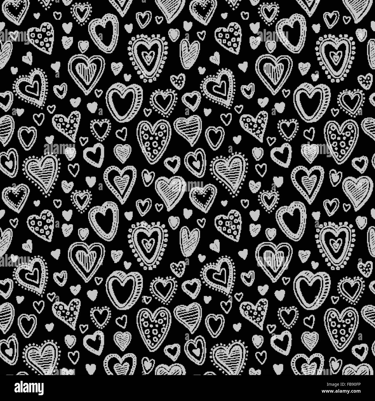Seamless hearts pattern set Black and White Stock Photos & Images - Alamy