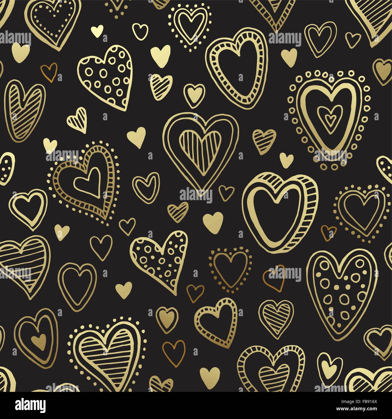 Seamless background with hand drawn hearts. Vector illustration Stock ...