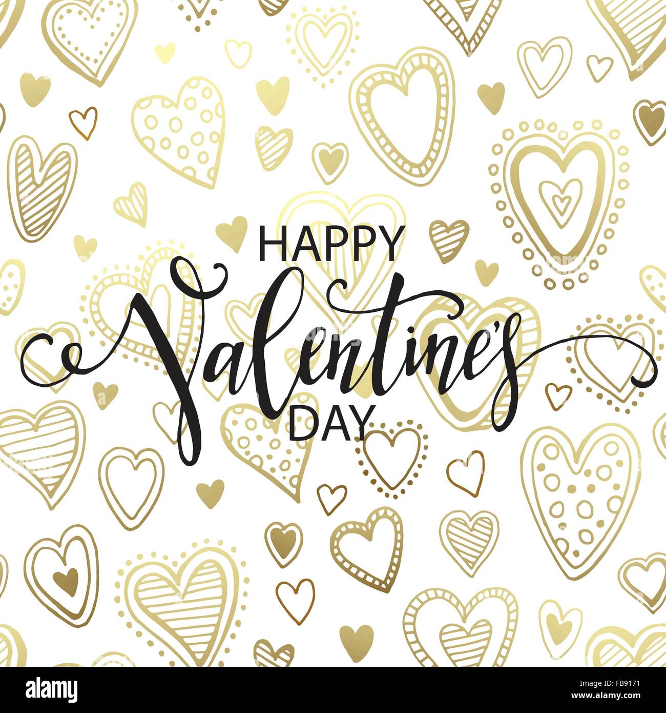 Happy Valentines Day Hand Drawing Lettering design. Vector illustration ...