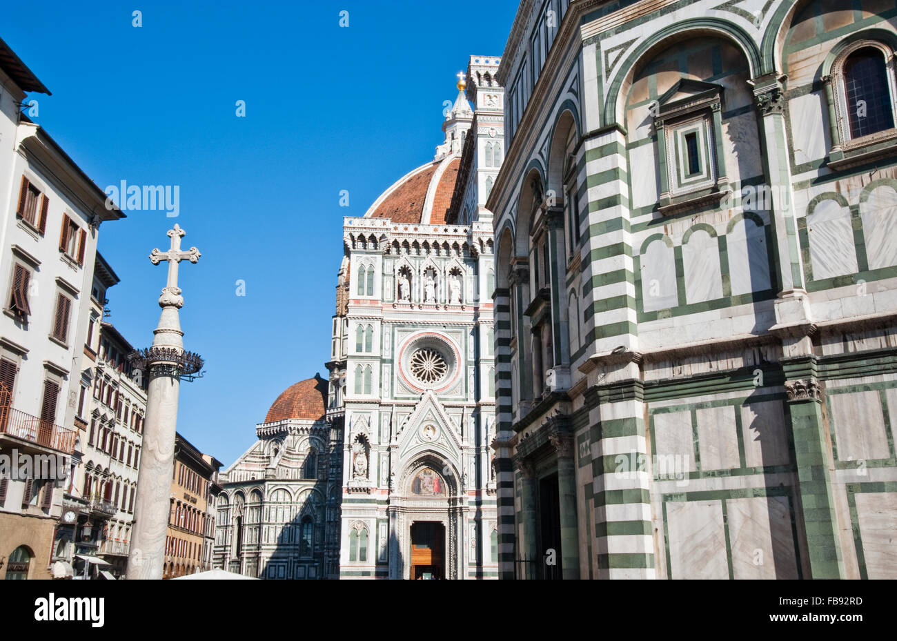 Battistero di San Giovann and Basilica di Santa Maria del Fiore in Florence Italy Stock Photo