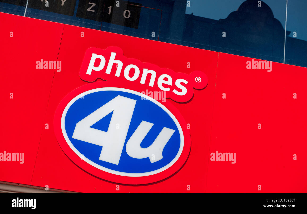 Outside of a phones 4u store in England. Stock Photo