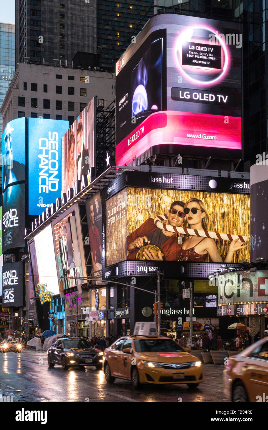 Electronic Billboards Light Up Times Square at Night, NYC Stock Photo Alamy