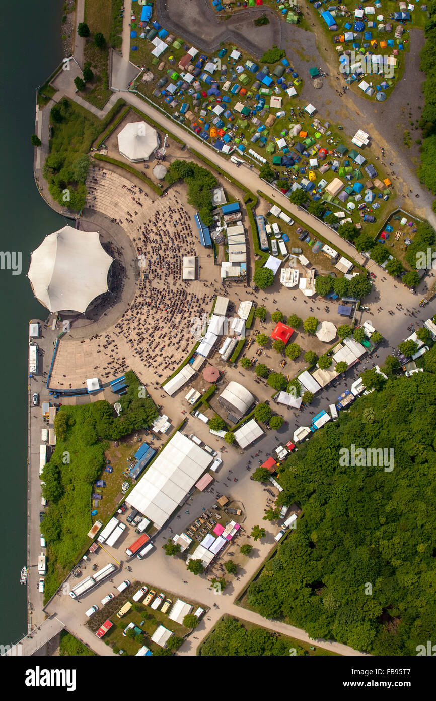 Aerial view, Rock Hard Festival 2015, camping, tents, rock fans,  Amphitheatre Gelsenkirchen on Rhine-Herne Canal, Gelsenkirchen Stock Photo  - Alamy