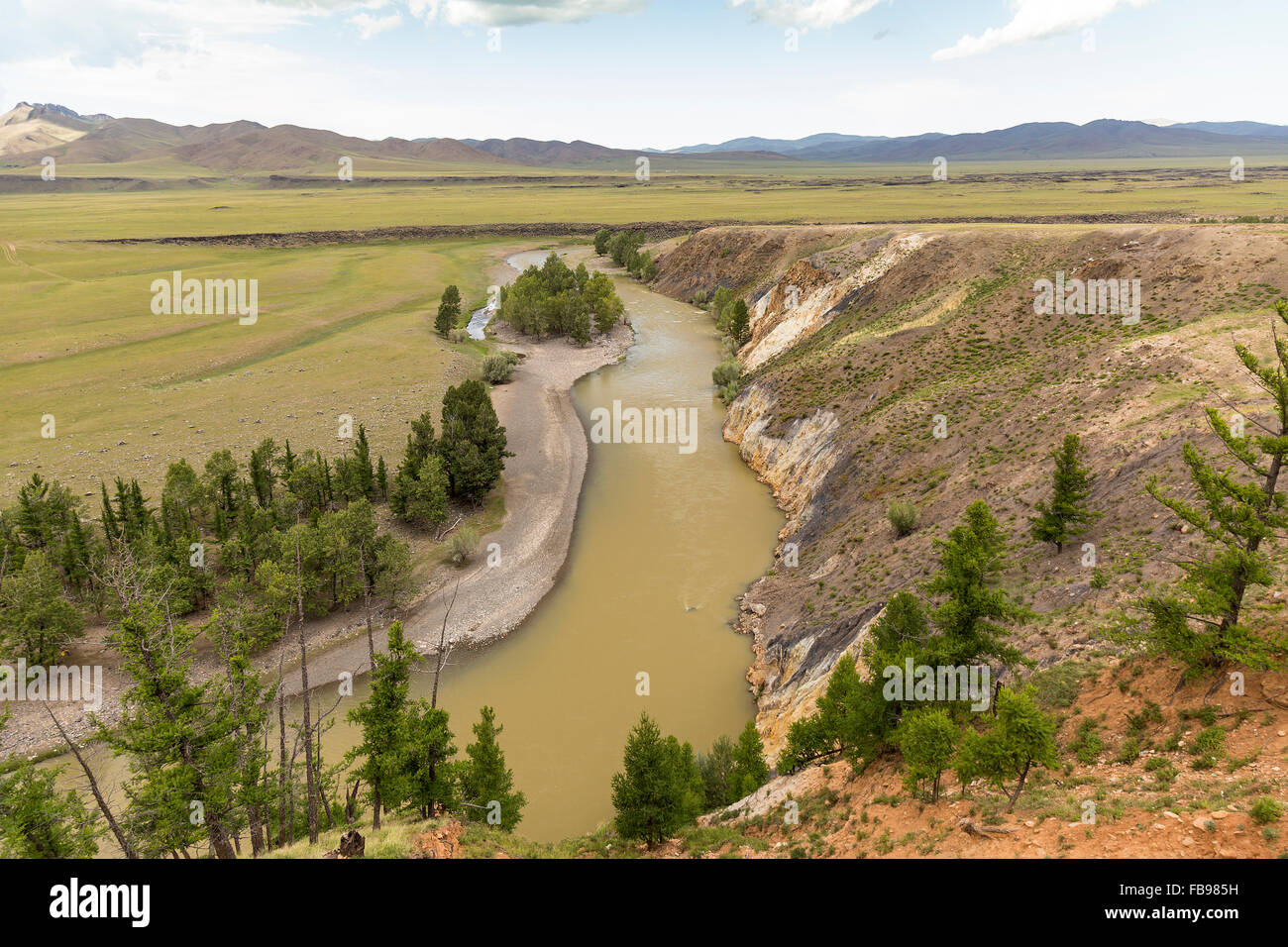 Aerial view of Orkhon River in Central Mongolia Stock Photo - Alamy