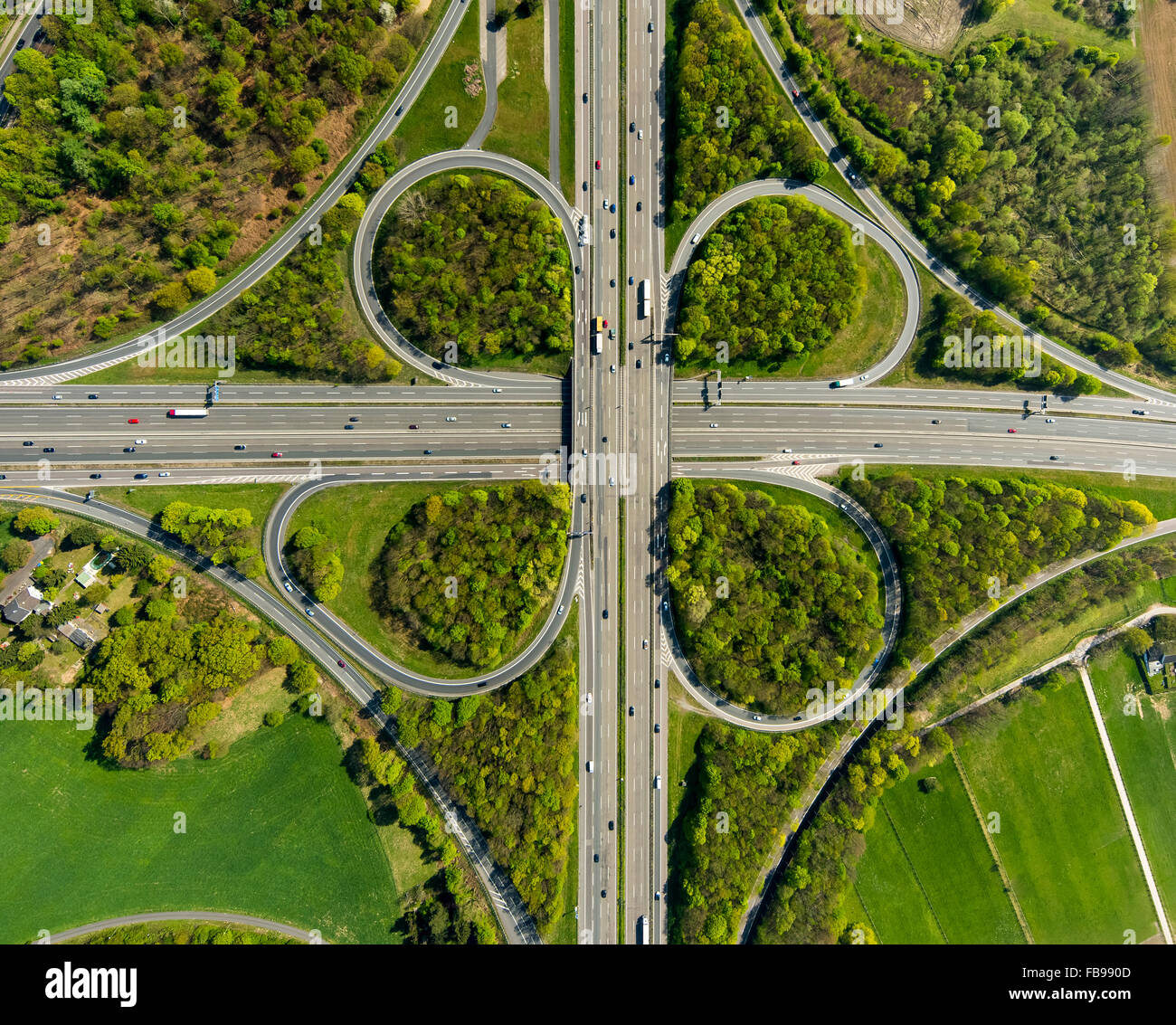 Motorway Intersection View Aerial view, motorway intersection Hilden to Unterbach in the ...
