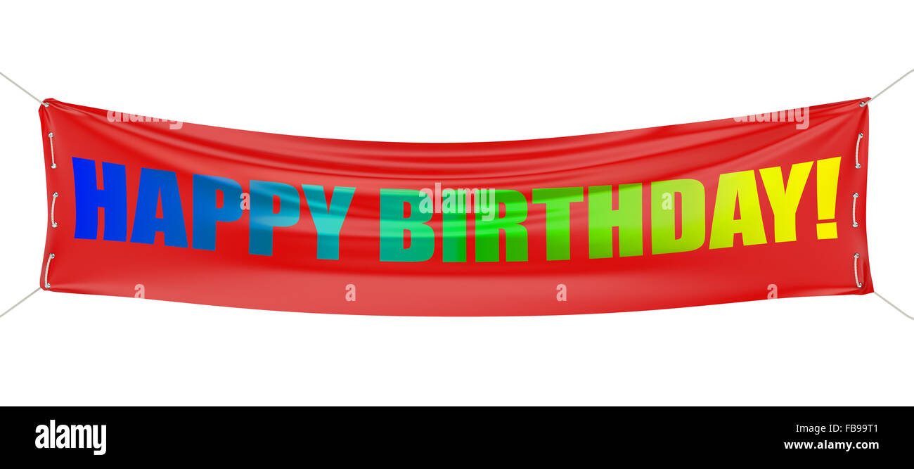 Happy Birthday! Red banner isolated on white background Stock Photo