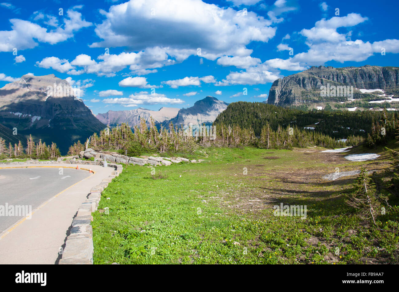 Going to the Sun Road at Glacier National Park Stock Photo