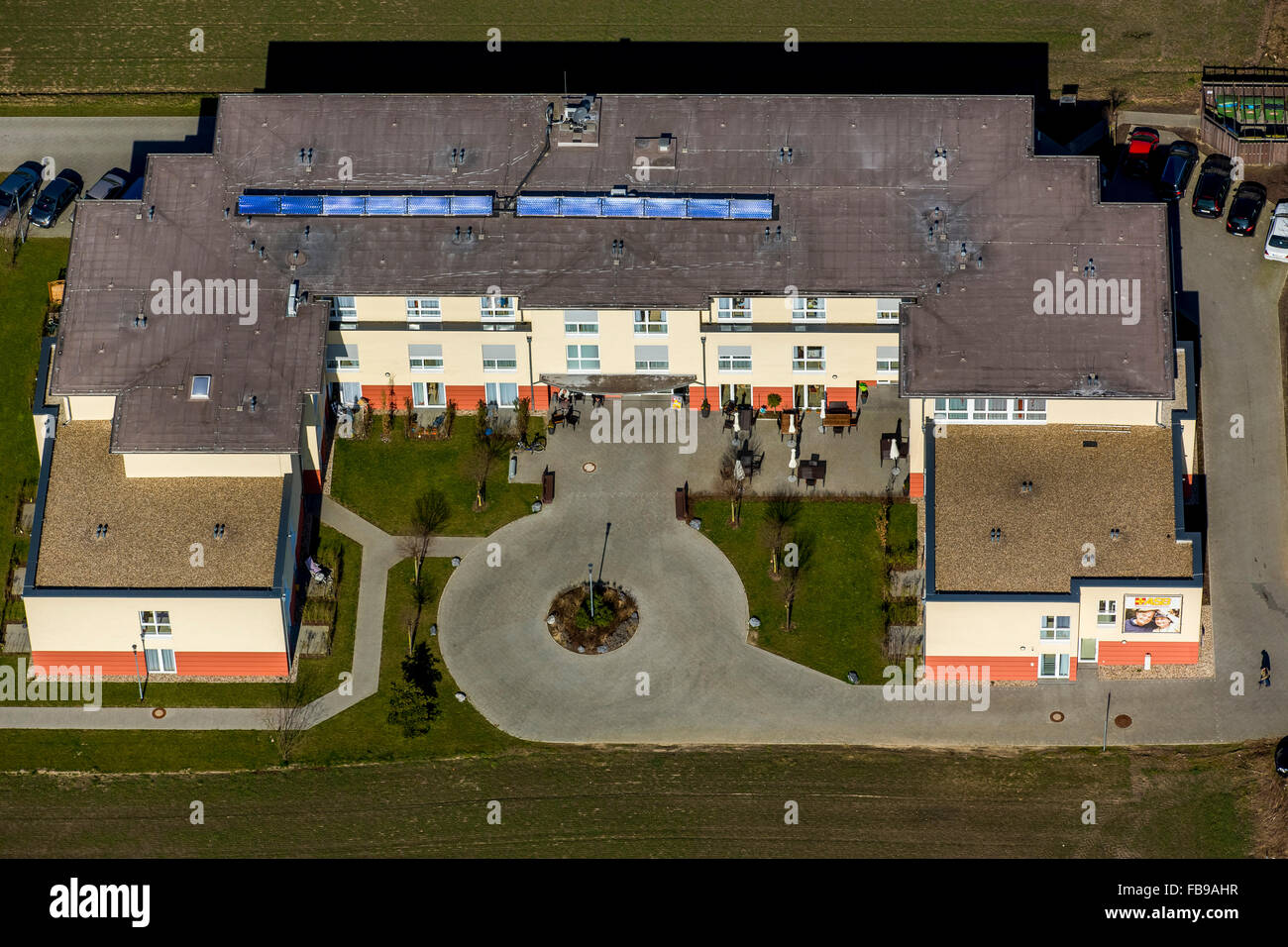 Aerial view, retirement home, nursing home, ASB Holten, Oberhausen, Ruhr, Nordrhein-Westfalen, Germany, Europe, Aerial view, Stock Photo