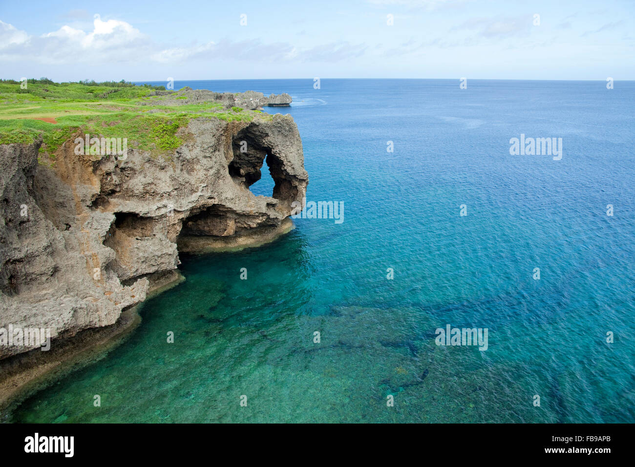 Blue ocean and cliff, Okinawa Prefecture, Japan Stock Photo