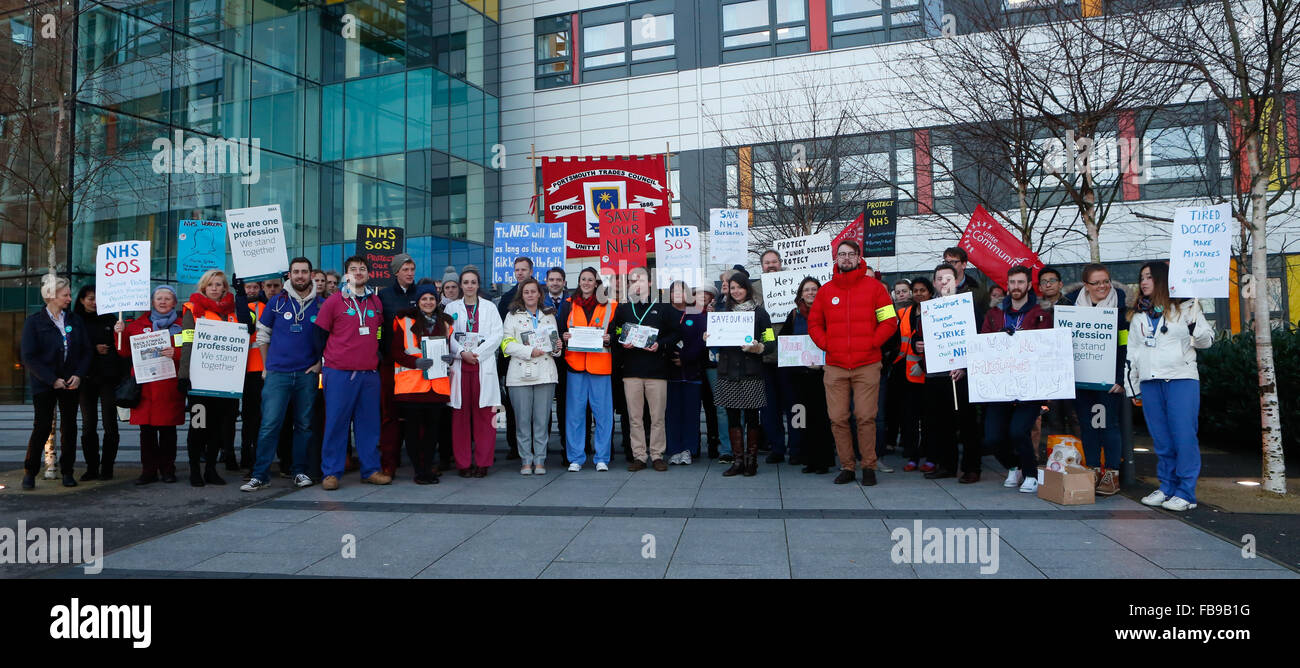 Portsmouth, Hampshire Tuesday 12th January 2016 Junior doctors in