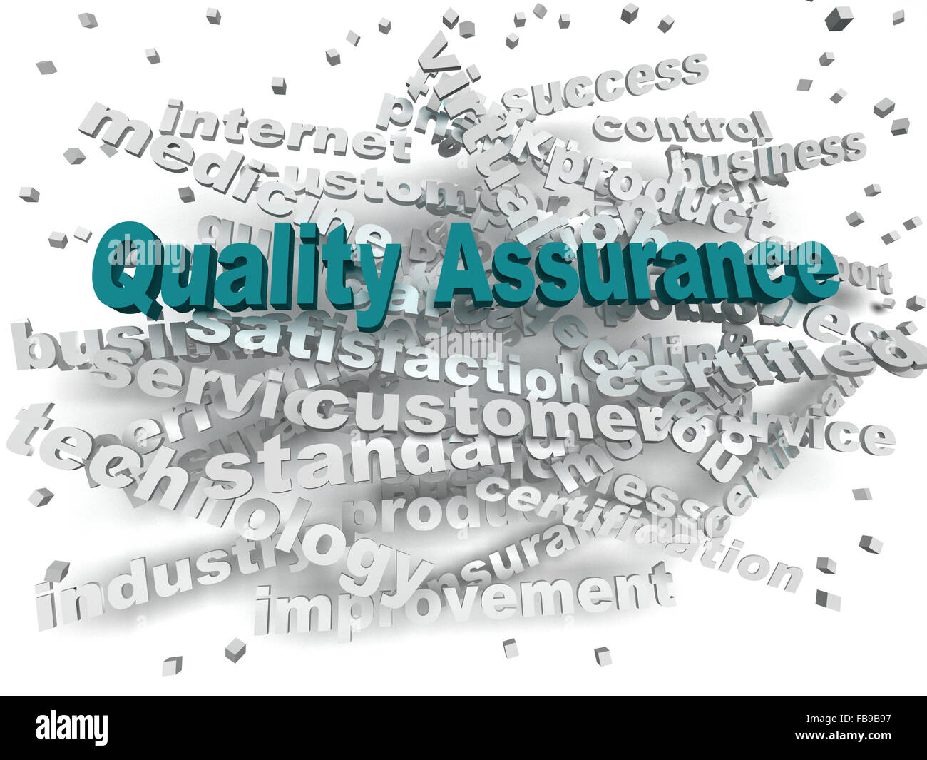 3d image Quality Assurance word cloud concept Stock Photo