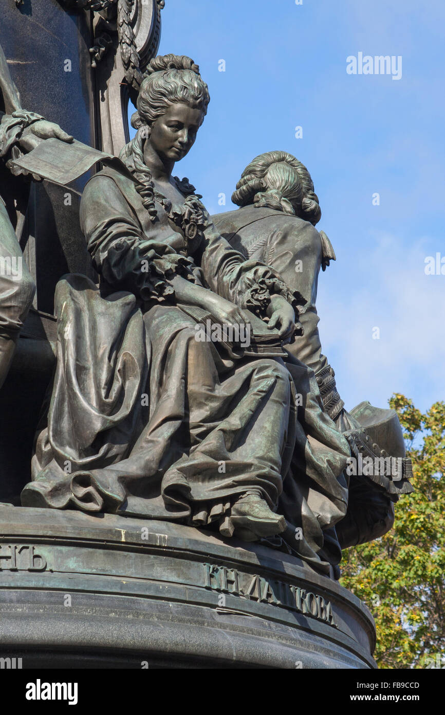 Ekaterina Dashkova, 1st female chair of the Russian Academy of Sciences, Monument to Catherine the Great, St Petersburg, Russia Stock Photo