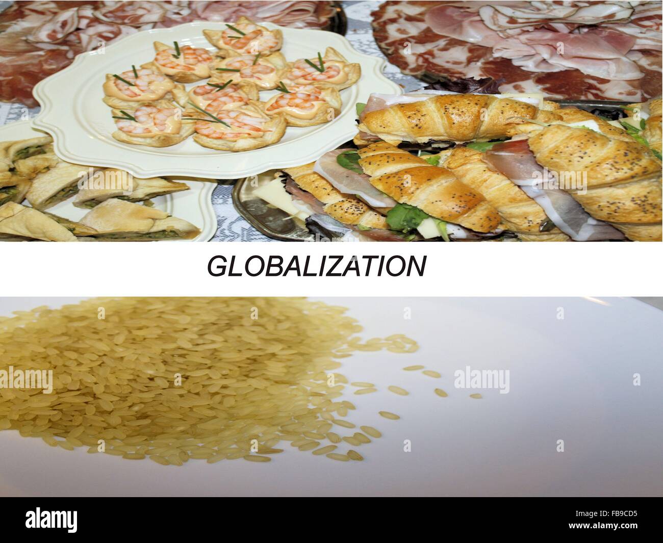 the effects of globalization on the one hand a table with rich foods, the other a plate of rice