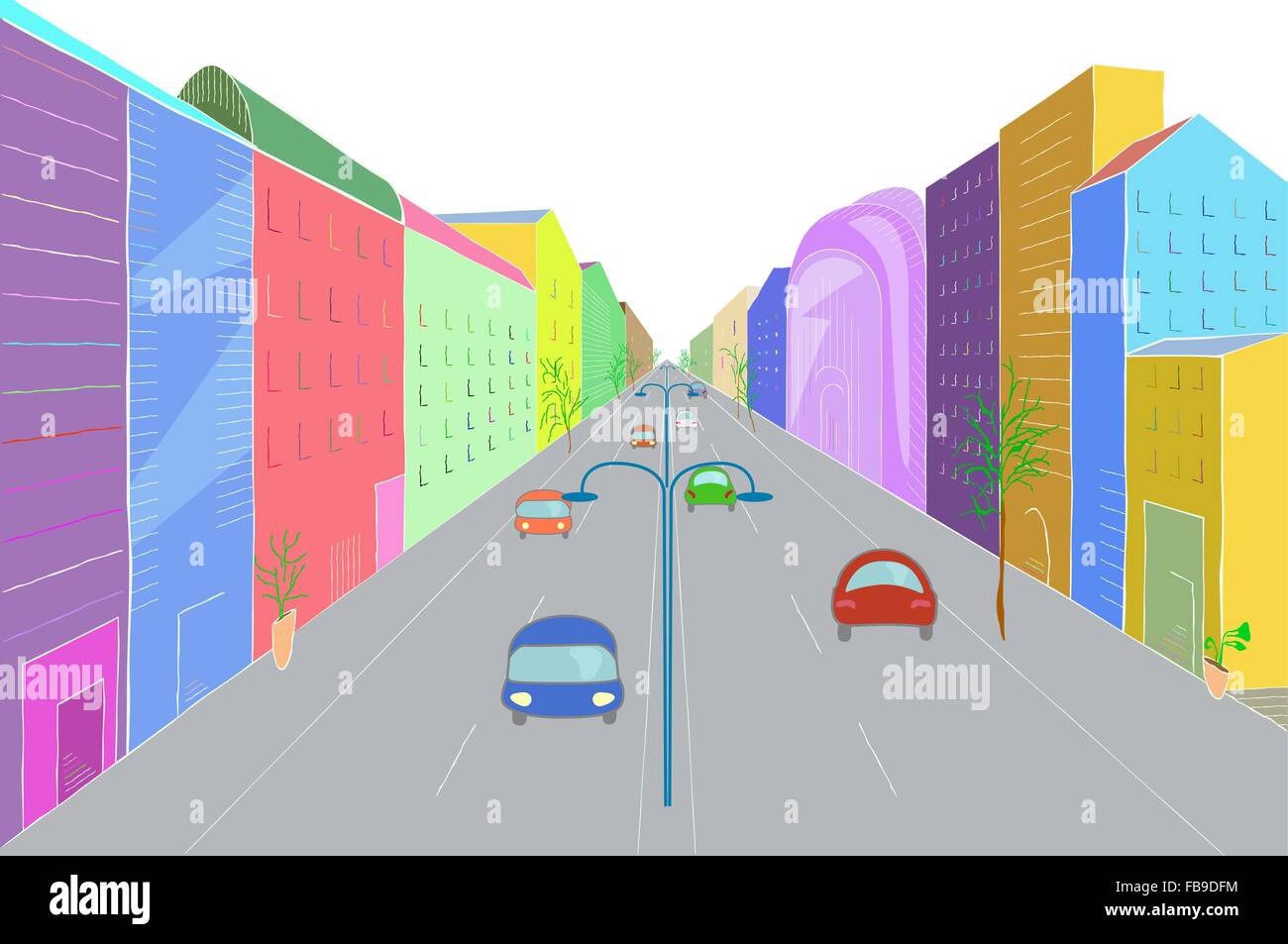 Urban landscape in flat design style, vector illustration. Modern city ...
