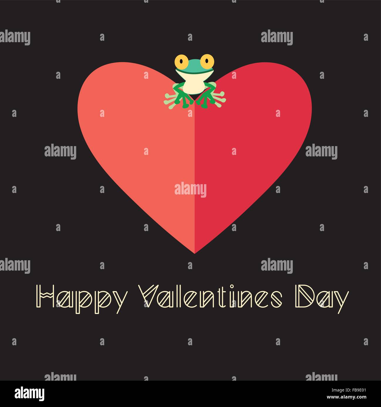 Vector illustration of a beautiful love frog on a red heart Stock Vector