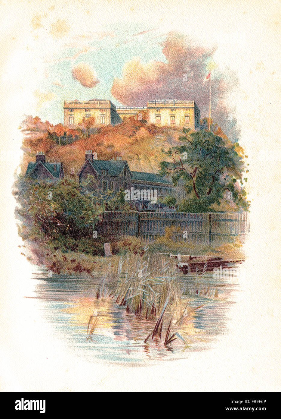 Old illustration Nottingham Castle Stock Photo