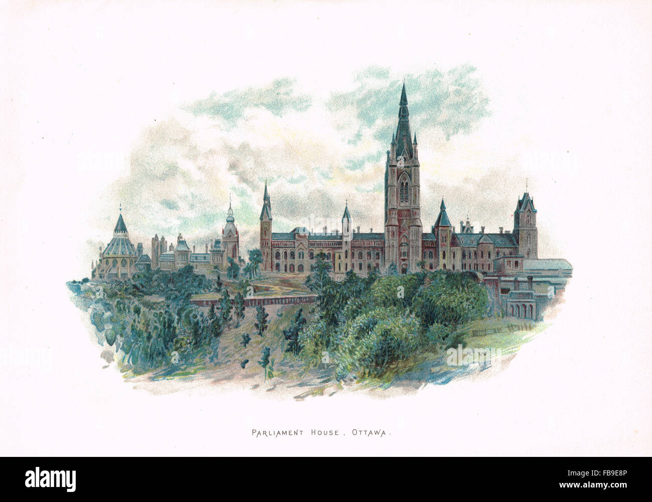 Old illustration Ottawa Parliament House Stock Photo