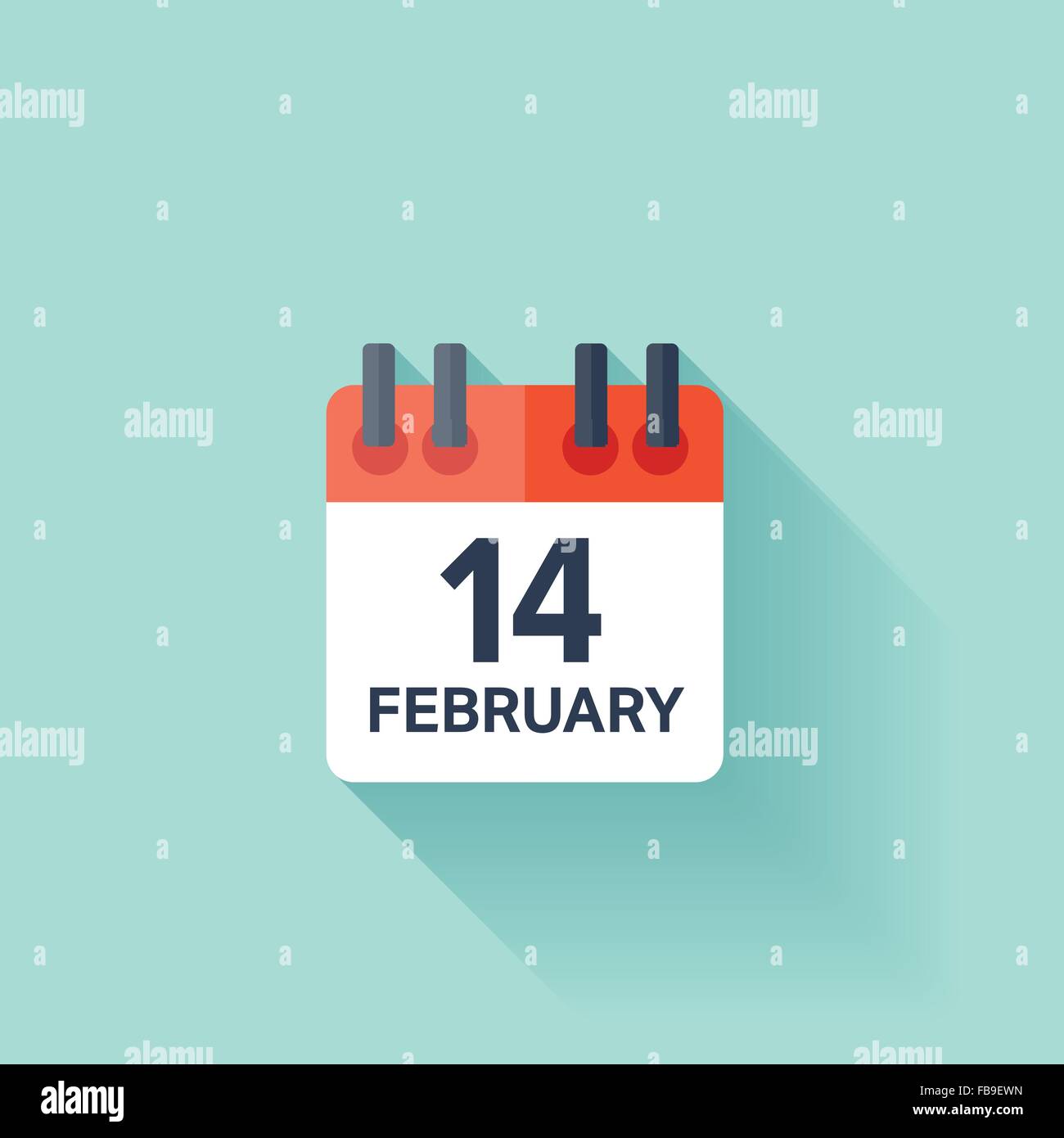 February 14, calendar icon. Valentines day. Love. Date Stock Vector