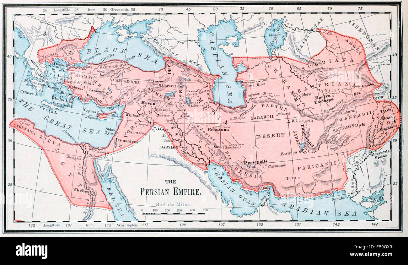 Map of The Persian Empire Stock Photo