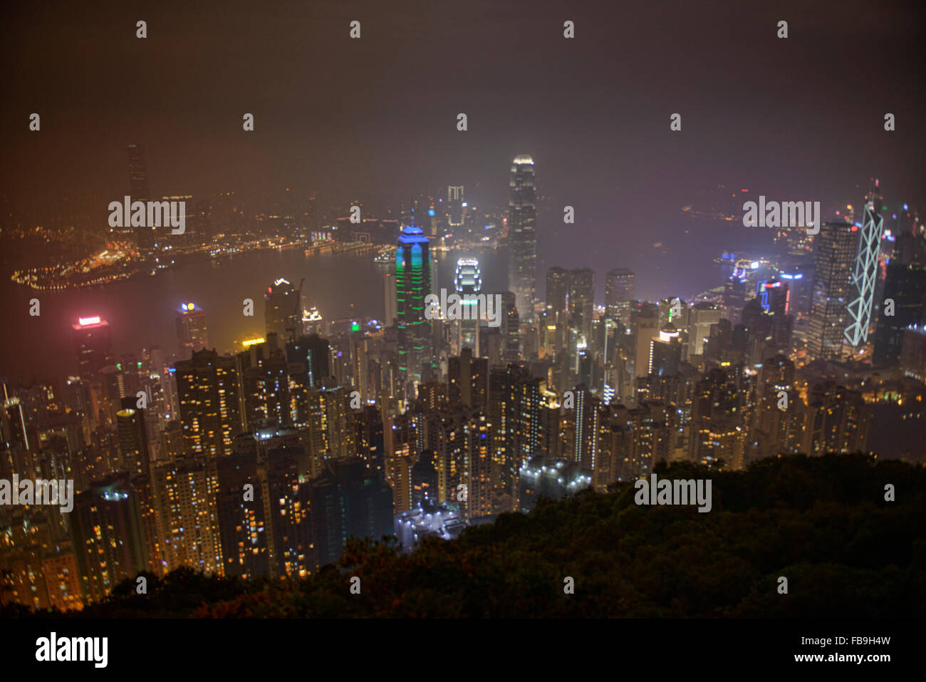 Hong Kong at night seen from Victoria Peak Stock Photo - Alamy