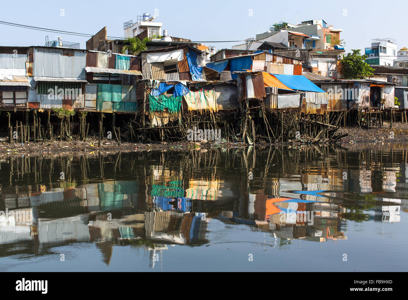 Views of the city's Slums from the river. Ho Chi Minh City, Vietnam ...