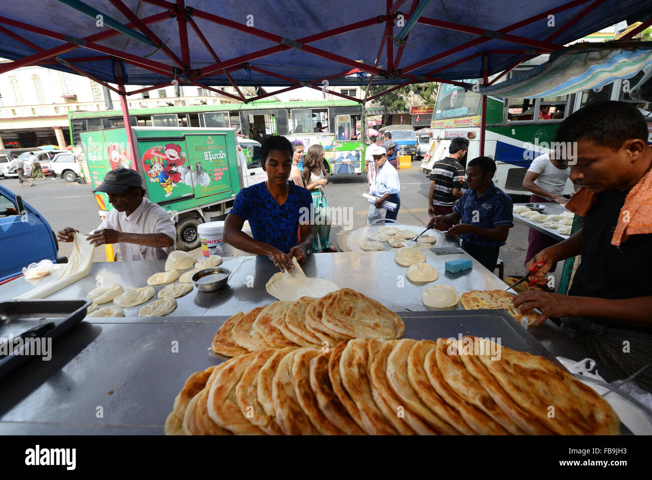 Village Roti Shop Roti street vendor in the old city of Yangon Stock Photo - Alamy