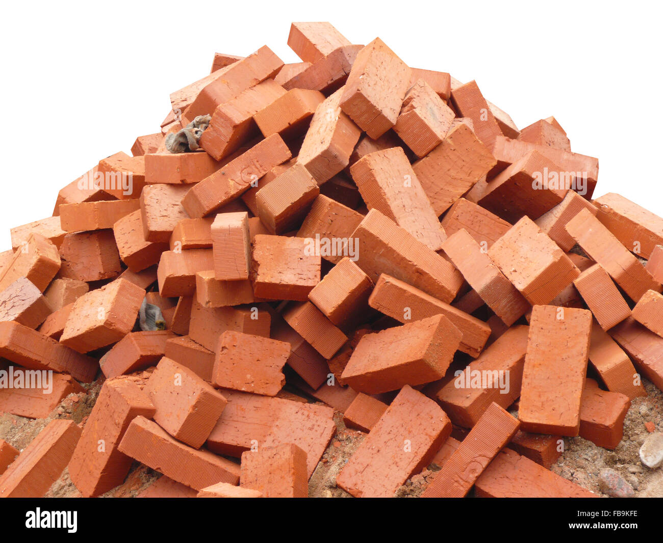 heap of red brick at day  isolated Stock Photo